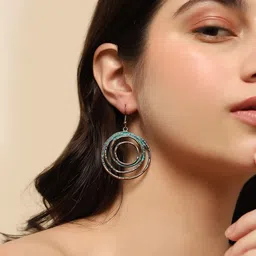 SOHI Gold-Plated Contemporary Drop Earrings image 4