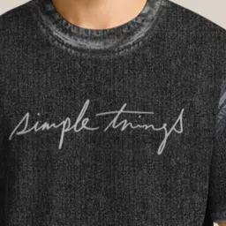 BULLMER Typography Printed Crew Neck Drop Shoulder Oversized T-shirt image 3