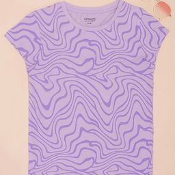 Pantaloons Junior Girls Abstract Printed Round Neck Pure Cotton T-shirt-picture-48