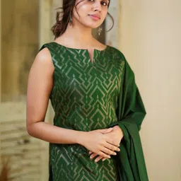 YAMUNE Women Regular Kurta with Trousers & With Dupatta image 2