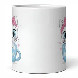 Mr UVD White & Blue Printed Ceramic Glossy Mugs 350 ml image 2