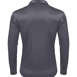 INDOPRIMO Men Solid Spread Collar Satin Formal Shirt image 3