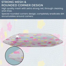 Aura 6Pcs White & Blue Sunflower-Printed Reusable Mesh Laundry Bags With Zipper image 2