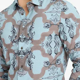 RARE RABBIT Men Comfort Spread Collar Abstract Printed Casual Shirt image 4