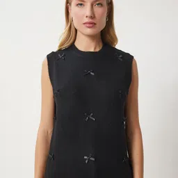 Happiness istanbul Women Ribbed Sweater Vest with Applique Detail-picture-27