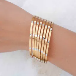 Zeraki Jewels Set of 8 Gold-Plated Stone Studded Bangle image 2