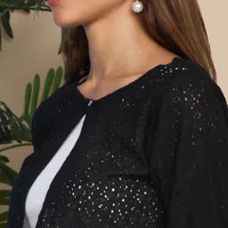 SZN Women Black Open Front Shrug image 2