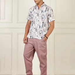 bs blue squad Men's Regular Fit Geometric Printed Casual Shirt image 2