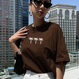 TOGS & TERRE Women Graphic Printed Round Neck Cotton Relaxed Fit T-shirt-picture-28