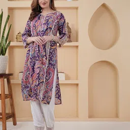 QUEENSFAB Women Paisley Printed Indie Prints Kurta-picture-10