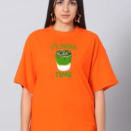 Besick Women Cotton Oversized Printed T-shirt-image-6