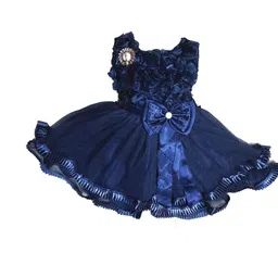 Samjho Fashion Navy Blue Ruffled Georgette Fit & Flare Mini Dress-picture-17