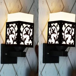 Gojeeva Brown Wood Square Wall Lamps-picture-4