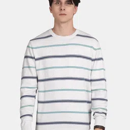 t-base Men Striped Crew Neck Long Sleeves Pure Cotton Pullover Sweater-picture-33