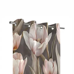 Steve & Anderson Bliss Grey & Pink 2 Pieces Floral Printed Door Curtains (7 Feet) image 2