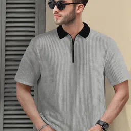 HOODLER Striped Polo Collar Pure Cotton T-shirt-picture-19