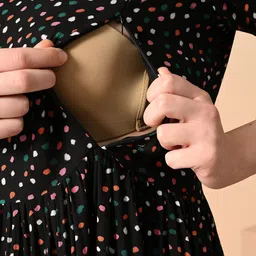 ao services Polka Dot Print Maternity Fit & Flare Midi Dress image 4