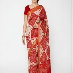 yashvi fab Bandhani Pure Cotton Block Print Saree-image-11