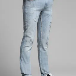 Jack & Jones Men Slim Fit Low-Rise Highly Distressed Light Fade Stretchable Jeans image 2