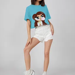 AAHWAN Women Printed Extended Sleeves Crop Top image 4