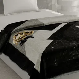 Monte Carlo Lavish Grey & Black Printed Heavy Winter 156 GSM Single Bed Blanket-image-51