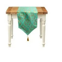 Pink Parrot Green & Brown Ethnic Motifs Jacquard Silk Table Runner-picture-15
