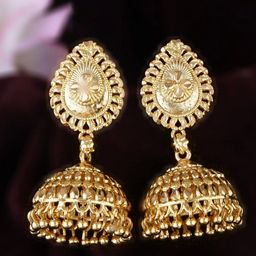 Vighnaharta Gold-Plated Dome Shaped Sizzling Glittering Jhumkas-picture-27