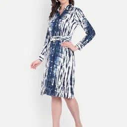 FairLeaf Women Tie and Dye Dyed Cotton Shirt Dress image 4