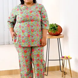 30 Looks Women Printed Kurti & Pyjamas Pure Cotton Night suit-image-92