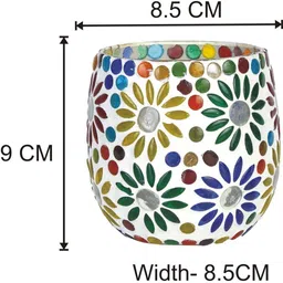Somil Vibrant Multicolor Glass Candle Holder Add A Touch Of Magic To Diwali, Parties & Candlelight Dinners, Size-7 X 7 X 7 Cm , 8.5 X 8.5 X 9 Cm Pack OF 2 image 2