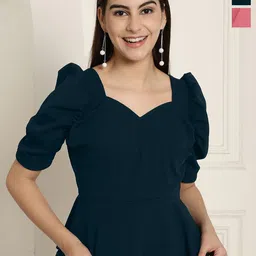 Metronaut Women Pack of 2 Puff Sleeve Peplum Top-picture-38