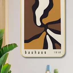 SAF White & Brown BAUHAUS Printed Wooden Wall Art-image-53