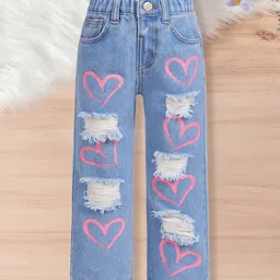 INCLUD Girls Straight Fit Low Distress Light Fade Jeans-picture-14