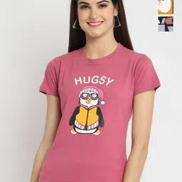 Tromko Women Pack of 3 Typography Printed Round Neck Cotton Regular Fit T-shirts-picture-41