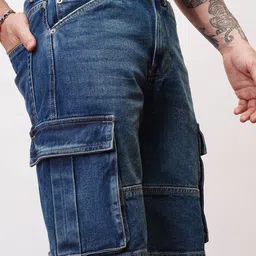 FREAKINS Men Washed High-Rise Summer Cool Cargo Shorts image 5