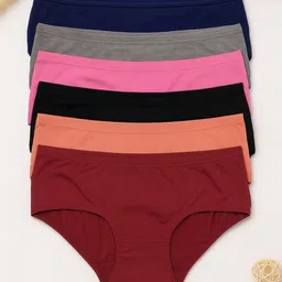 FiveFlag Women Pack Of 6 Combed Cotton Mid-Rise Hipster Briefs-picture-10