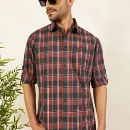 Thomas Scott Men Premium Shepherd Checks Opaque Checked Casual Shirt-image-28