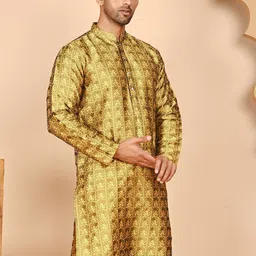 anouk mirage Anouk Rustic Men Floral Woven Design Jacquard Kurta image 4