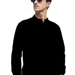 KNOWTED Mandarin Collar Roll-Up Sleeves Straight Short Kurta image 5