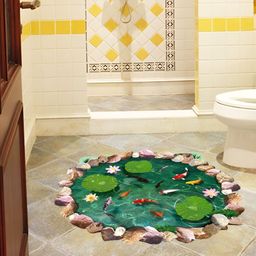 Asian royal Red & Green Pond Fishes Flowers & Leaves Wall Sticker-picture-35