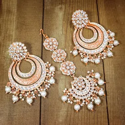 Peora Rose Gold Plated -Crystal-Studded & Beaded Jewellery Set-picture-29