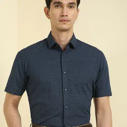 Allen Solly Slim Fit Printed Spread Collar Cotton Linen Formal Shirt-picture-45