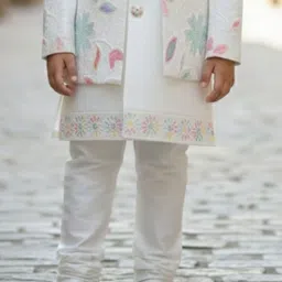 Lagorii Boys Floral Embroidered Regular Thread Work Kurta with Churidar image 4