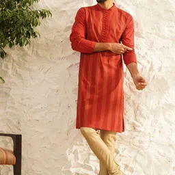 JAYPORE Striped Mandarin Collar Long Sleeves Pure Cotton Kurta-picture-43