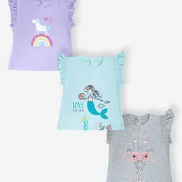 YUV Kids Pack Of 3 Graphic Printed Round Neck Cotton T-shirts-picture-42