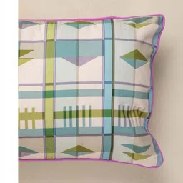 FREEDOM TREE Cambaya Herringbone Blue & White Printed Cotton Rectangle Cushion Cover image 3