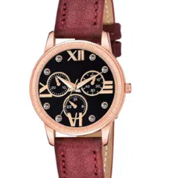 Miss Perfect Unisex Textured Round Dial & Leather Textured Straps Analogue Watch HJ43-picture-12