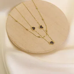 ARTKLIM Gold-Plated Double Layered Heart Minimal Pendant Necklace-picture-32
