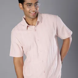 V-Mart Men Vertical Striped Spread Collar Cotton Casual Shirt-picture-37