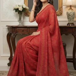 MUNGA FASHION Ethnic Motifs Pure Cotton Handloom Block Print Saree image 3